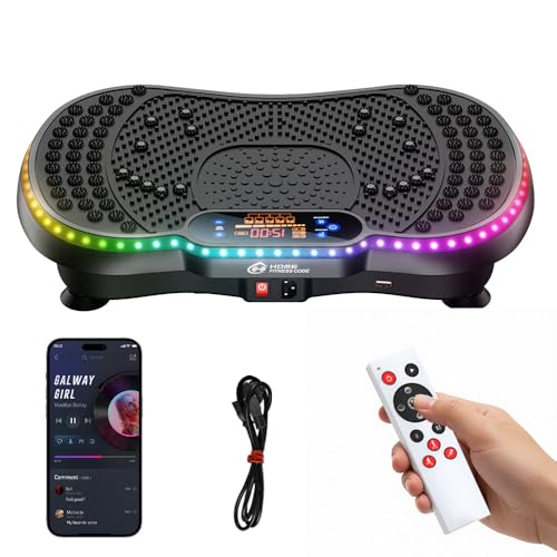 GartistGo Plataforma Vibratoria con Luces LED de 7 Colores y Bluetooth, 200 Niveles de Velocidad y 5 Programas Preestablecidos para Entrenamiento Corporal en Casa