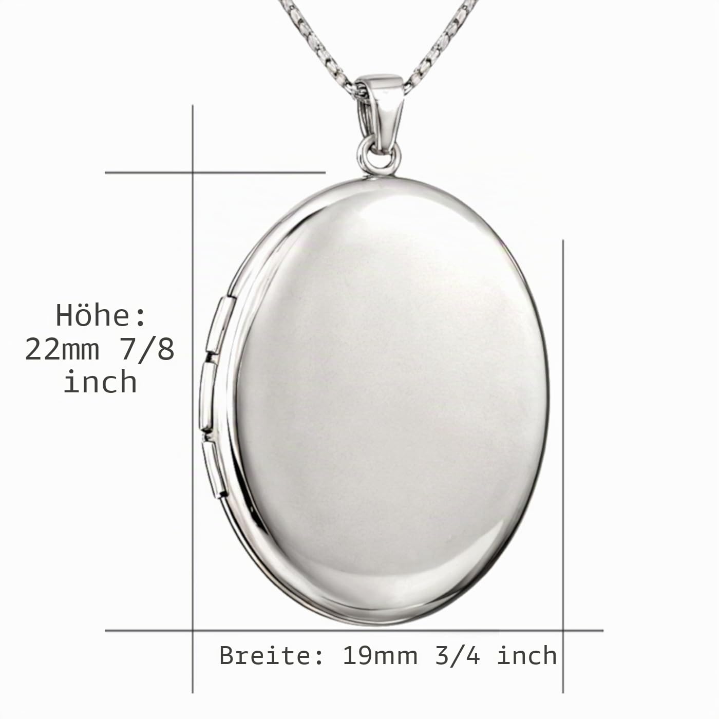 Alexander Castle Schlichte Oval 925 Sterling Silber Kette mit Foto Medaillon für Damen Mädchen Kinder - 22mm x 19mm - 18" Sterlingsilber Foto Kette & Schmuck Geschenk-Box