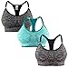 Libella Pack de 3 Donne Reggisegno Push Up Bustier Sostegno Forte Imbottito Senza cinturino Fitness Top di Sport 3714 Gris+MG+TurquesaL/XL