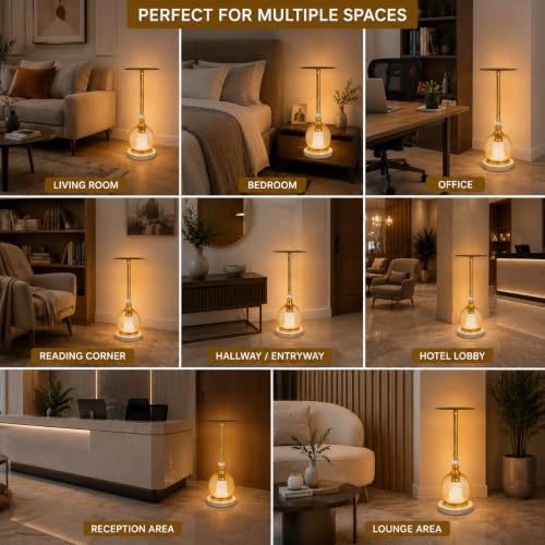 Image of Premium Decorative LED Floor Lamp & Glass Art Collection - Modern FlloNight Light - Unique Aesthetic Home Gift (Elvyn)
