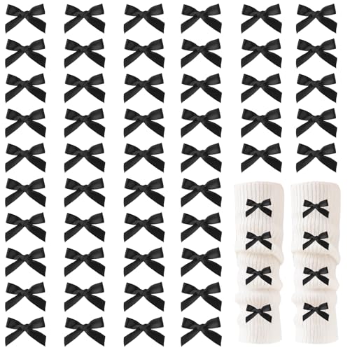 Image of 30PCS Black Ribbon Bow Charms for Junk Socks,1.37 Inch Mini Junk Socks Charms Brooch Pins for Shoes, Hats, Clothing Accessories, Y2K Coquette Brooch Pins for Women Teens