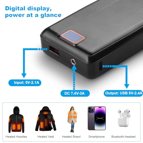 Batería recargable 20000mAh 7.4V con cable USB y carga rápida miniatura 5