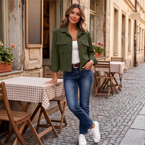 Womens Corduroy Jacket Fall Light Cropped Jackets Dressy Casual Shacket - image 3