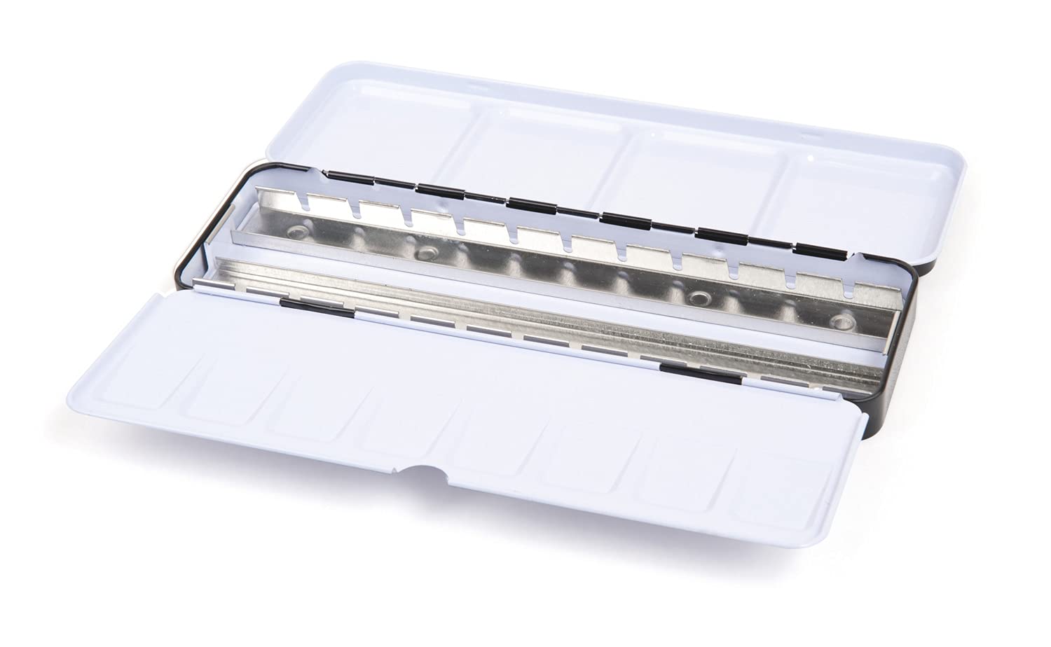 Honsell Caja vacía de Metal para Acuarela con 24 Medios o 12 Cuencos Enteros, con Paleta de Mezcla y Anillo para el Pulgar, carbón, talla única