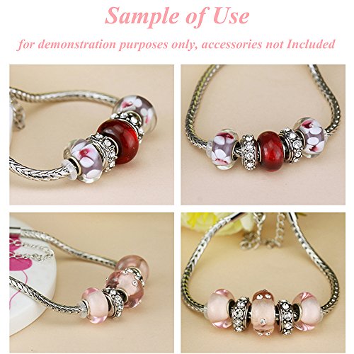 RUBYCA 20Pcs 20cm Bracelet 18KGP Silver Plated Heart Lobster Clasp Floral Snake Chain Charm Bead DIY3