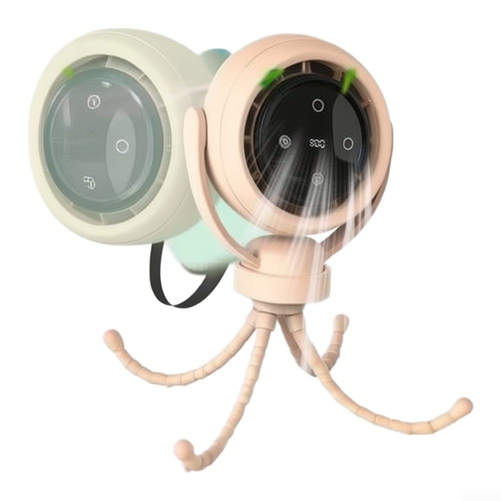 Ventilatore per passeggino senza pale, ricaricabile tramite USB, con batteria da 6000 mAh, silenzioso, portatile, per carrozzina, seggiolino auto, bianco (beige)