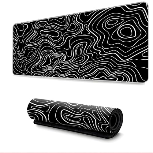 Surwin Gaming Mouse Pad, Washable Large Mouse Pad HD Printing Gaming Mouse Mat with Anti-Slip Base, Desk Mat Long Gaming Mat for Keyboard Computer Laptop Office Home Work (300x800mm,Black 2)