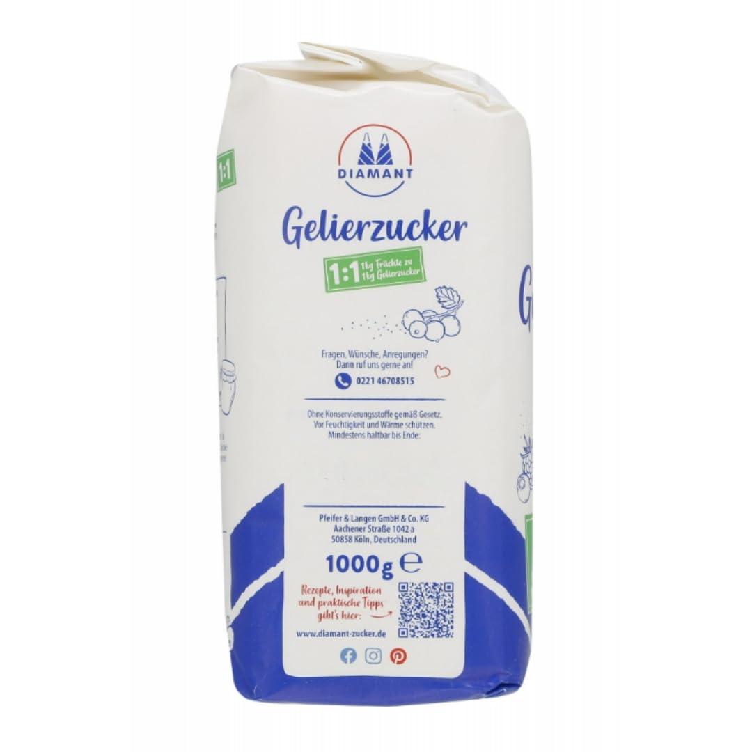 Diammant Gelierzucker 1:1 Kandis zucker Sugar 1000 Gramm, 4er
