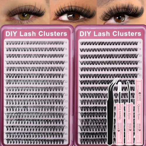 Lash Clusters Kit, 640pcs 30D+40D Natural Lashes with Bond&amp;Seal Tweezers