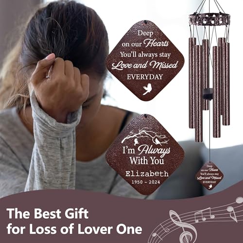 Image of ASTARIN Personalized Memorial Wind Chimes, Customized Wind Chime for Loss of Loved One /Mother /Father, Wind Chimes for Outside Garden Decoration, Sympathy Gifts for Women /Man