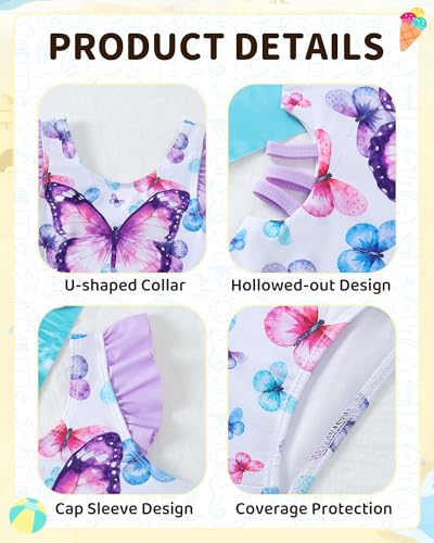 Image of Mioglrie Toddler Baby Swimsuit Girl Bathing Suit Girl 2T 3T 4T 5T 6T Girls One Piece Swimsuits Color Block Swimwear