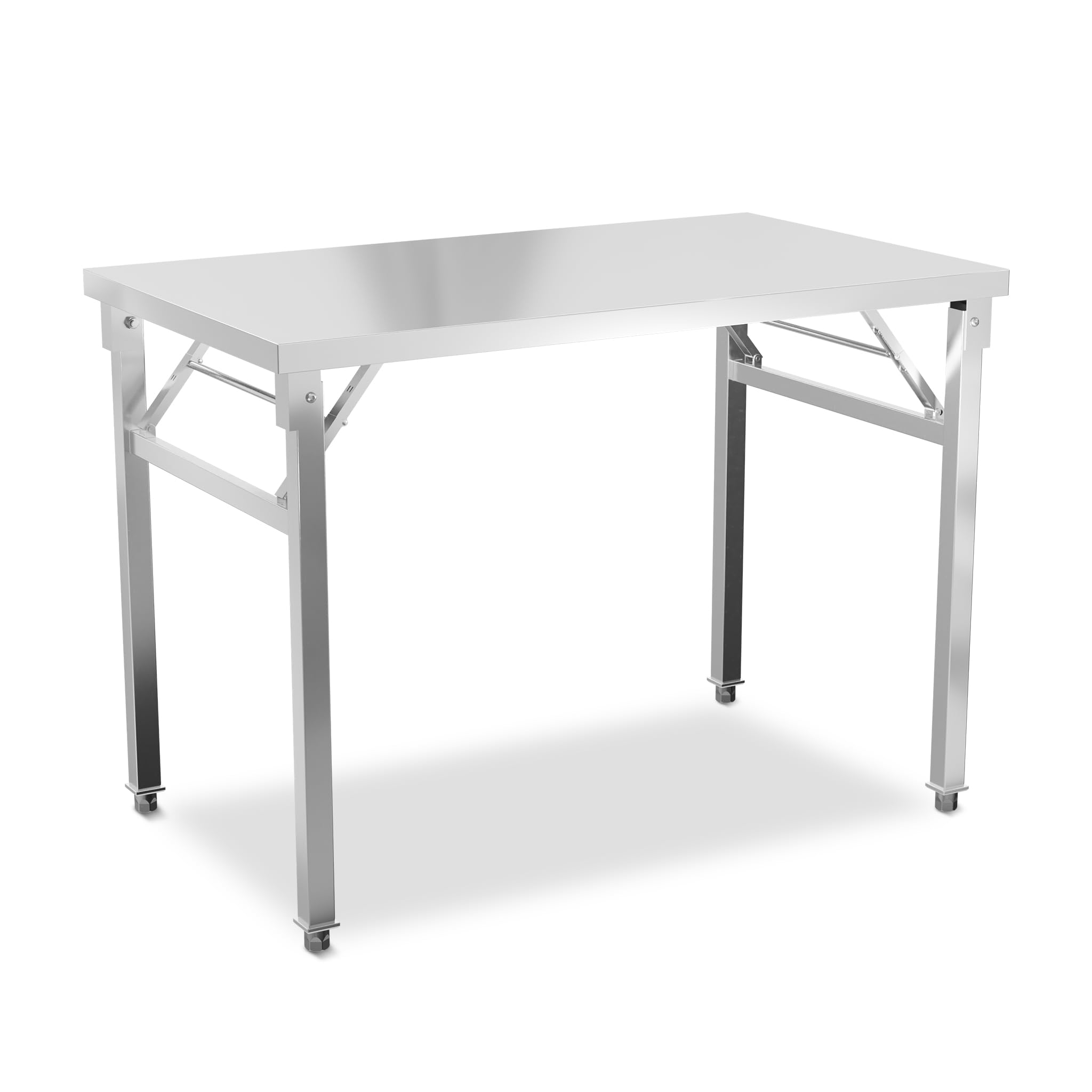 FIVMEN Mesa de trabajo plegable de acero inoxidable para cocina, bar, restaurante, hasta 300 kg, 100 x 60 x 85 cm