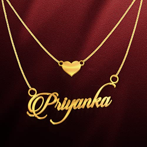 Image of Priyanka Cursive Gold & Silver Name Pendant Necklace, Best Jewelry Gift for Girls.