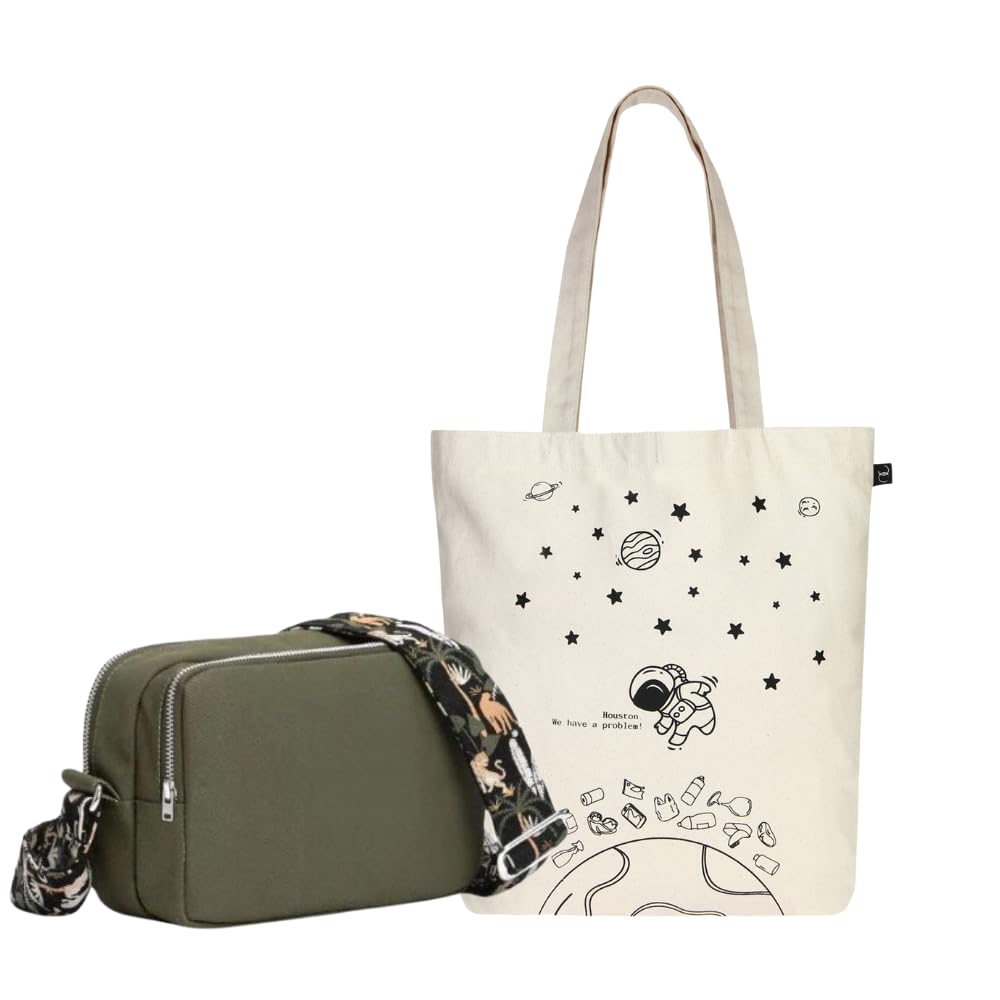 Eco Right Unisex Women's Canvas Shoulder Bag with Cotton Adjustable Strap Crossbody Bags