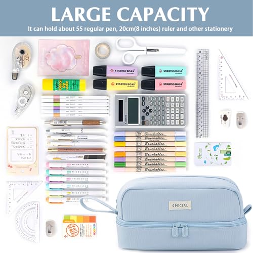Image of MAMUNU Pencil Case Large Capacity, Pencil Case Aesthetic, Pencil Pen Pouch with Zipper Compartments Portable Handle, Pencil Pouch for School Office College Teen Girls Boys Adults Students