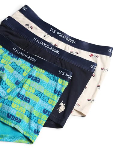 Image of U.S. Polo ASSN. Boys EKT04 Mid Rise Cotton Spandex Trunks - Pack of 3