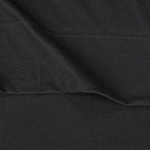 Image of Amazon Basics 4 Piece Breathable Cotton Jersey Bed Sheet Set, Stretchy Flat and Fitted Sheets with Pillowcase, Queen, Black, Solid