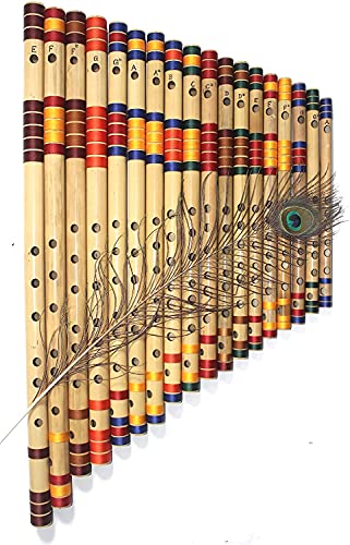 Image of 18 Indian Bamboo Flutes Set (E Base to A middle)