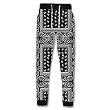 LuckinWhale Black Bandana Hoodies for Men Women Bandanas Print Clothing Blue Jogger Pants Red Zipper Jacket Outfit Tracksuit Set(Black Sweatpants,XS)