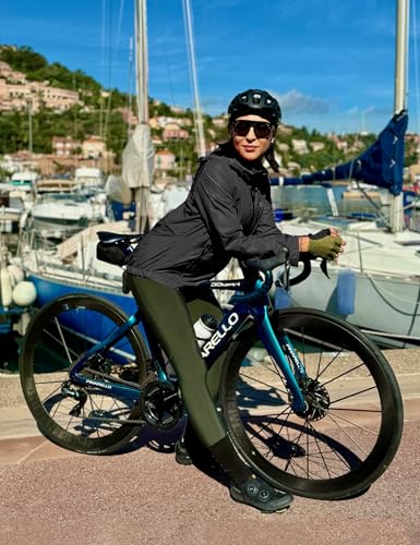 FitsT4 Sports Damen Fahrradjacke Radfahren Leichtgewicht Laufen Jacken Wasserabweisend Windbreaker Wanderjacke Reflektierend Trekking Regenjacke mit Kapuze,schwarz,L