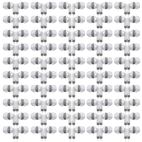 Image of 50 Pack Earbud Bulk Headphone for Classroom Earphone Earbud with Wire Individually Bagged Wired in Ear Buds(White)