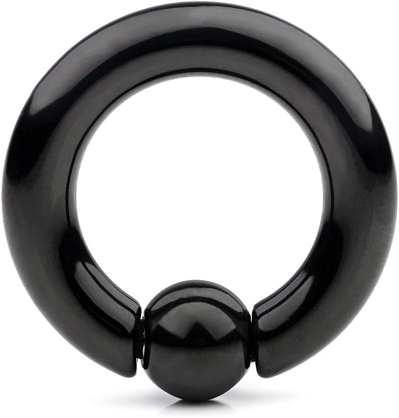 Ruifan Black Plated 316L Surgical Steel Spring Action Captive Bead Ring CBR 2G 4G 6G 8G 0G 00G