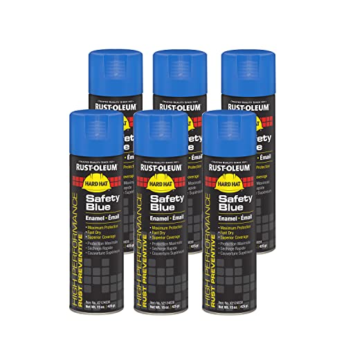 Rust-Oleum V2124838 High Performance V2100 System Rust Preventive Enamel Spray Paint, 20 fl. oz. Container, 15 oz. Fill, Safety Blue, 6-Pack
