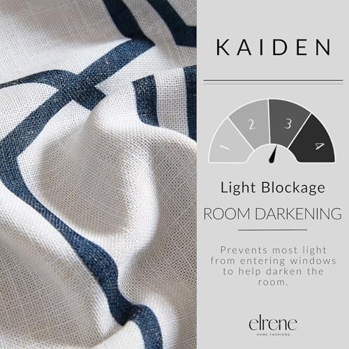 Threadmade Kaiden Geometric Room Darkening Window Curtain, Indigo - 52" W x 84" L - image 4