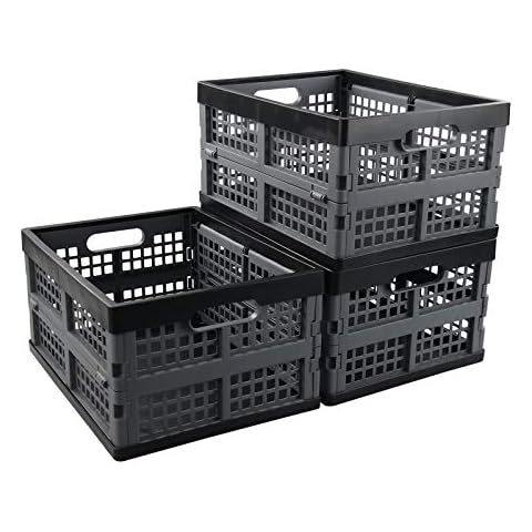 Dehouse 15 L Plastic Collapsible Storage Basket/Container, Folding Crates Storage, Set of 3 Cover