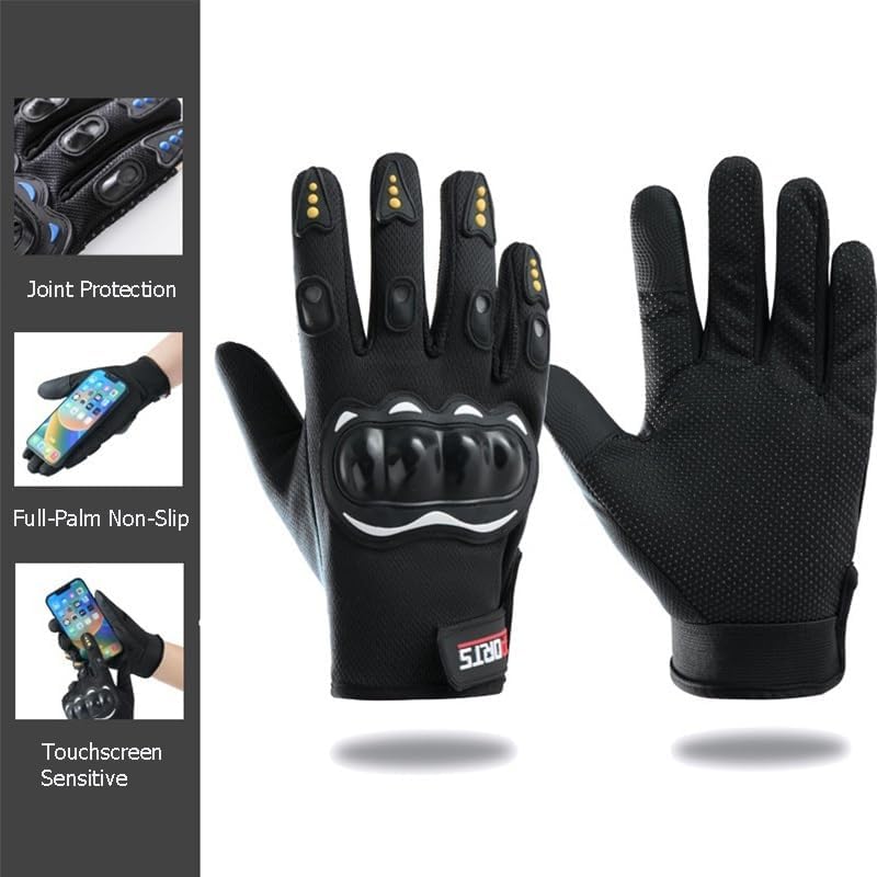 All-Season Touchscreen Motorcycle Gloves for Men & Women, Ideal for On-Road, Off-Road, Motocross, ATV, UTV, Bicycle Racing & Tactical Hiking Black(OSFA) - Image 3