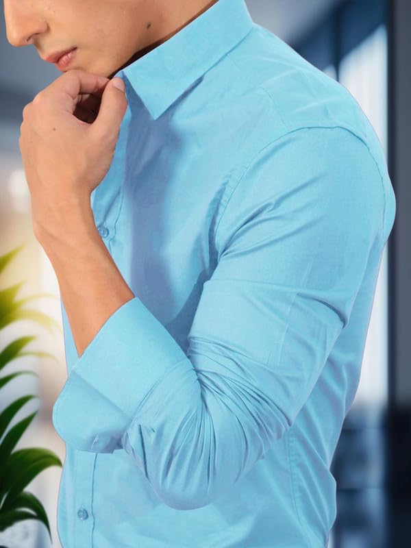 Image of Pinkmint Men's Solid Cotton Formal Shirt | Plain | Full Sleeve - Regular Fit (Available in Plus Sizes and Combo Pack of 2)