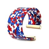 FAERLIIRY American Flag Bracelets Wide Cuff Bangle Bracelet for Women Acrylic Resin Bangle Bracelet Statement Adjustable Bracelet Patriotic Independence Day Accessory Gifts (Red White Blue)