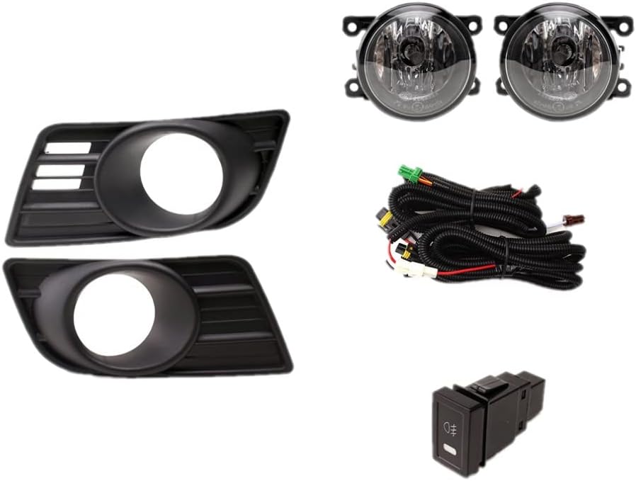 Car Fog Lamp Assembly With Cover for Suzuki Swift 2007 2008 2009 2010, 4300K Halogen Fog Lamp Blub + Cover + Harness + Switch