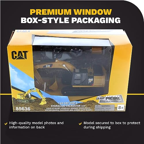 Modelo CAT 320FL Excavadora Hidráulica con 5 Accesorios 1:64 miniatura 7