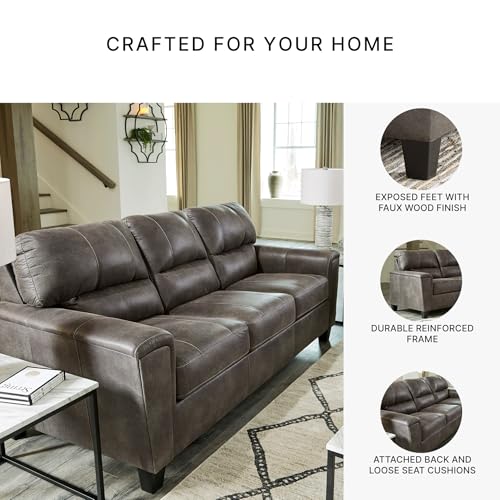 Image of Signature Design by Ashley Navi Faux Leather Modern Sofa, Gray
