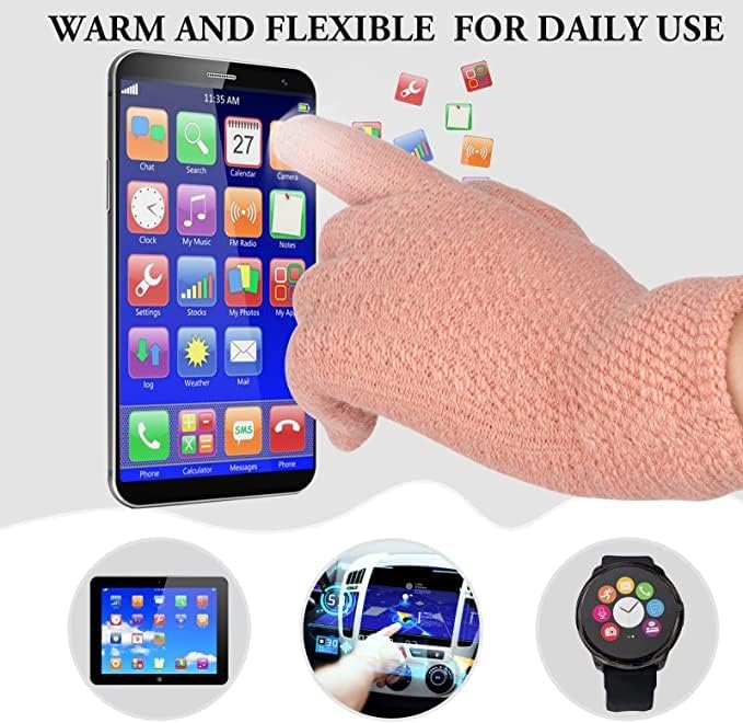 Tomorrow Fashion Unisex Casual Style-Adult Wool Tomorrow Winter Cap, Neck Warmer Scarf With Touch Gloves Set | Beanie Style | 3 Piece Set - Stay Warm And Stylish This Winter,Pink 1