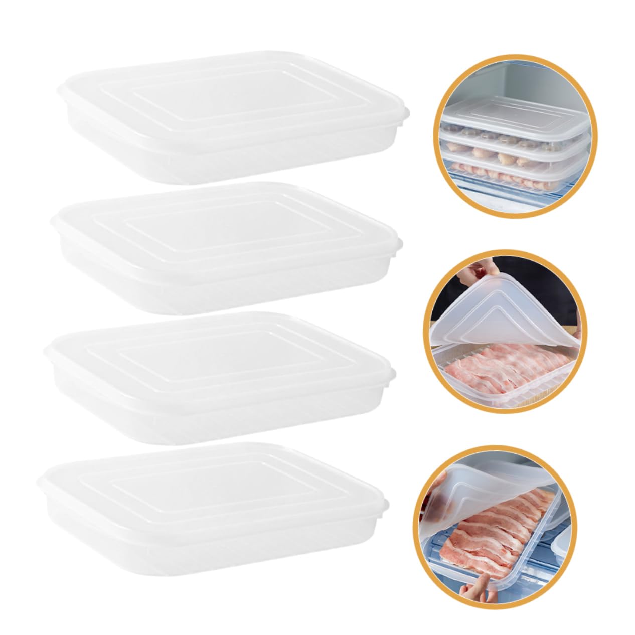 4pezzi Contenitore Per Bacon e Altri Alimenti Freschi Da Scatole Di Conservazione Per Frigorifero Per Pesce e Di Mare Leggero e Riutilizzabile Organizzatore Per Cucina