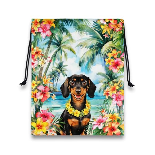 Image of Floral Dachshund Grip Bag for Gymnasts Modern Pet Gymnastics Athlete Bag