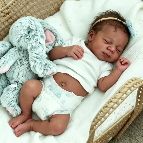 Anano Black Reborn Baby Dolls Full Body 18 in Realistic Baby Doll Girl African American Babys Biracial Newborn Babies Black Reborn Dolls with Accessories