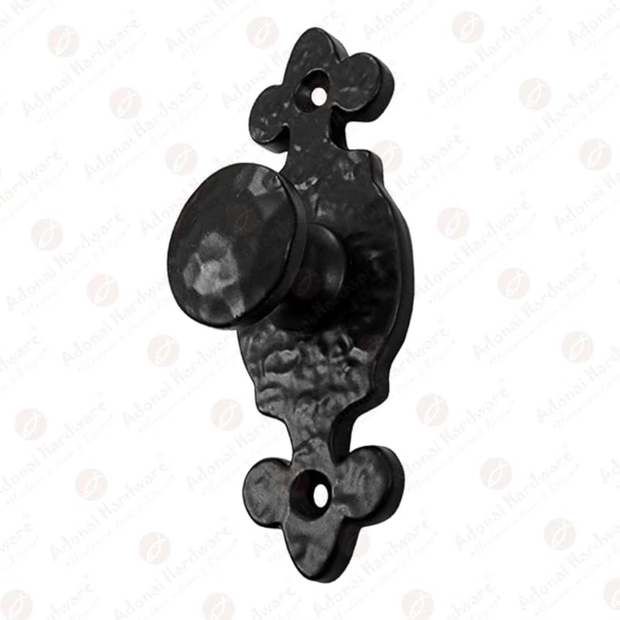 Adin Antique Cast Iron Cabinet Knob with 4 Inch Backplate, 5 Pack