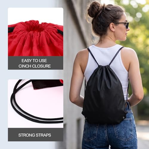 Image of Shappy 160 Pcs Drawstring Backpack Bulk Sports Gym Cinch Bag Polyester String Bag for Men Women (4 Colors)