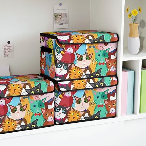 Image of Stackable Clothes Storage Bins with Lids 3 Pack | Closet Organizers Fabric Box for Home and Office,Blanket Clothes Organizers,Under Bed Storage Containers