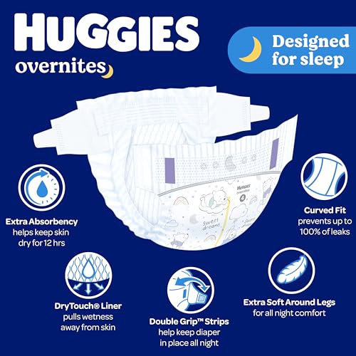 Image of Huggies Overnites Size 3 Overnight Diapers (16-28 lbs), 58 Ct