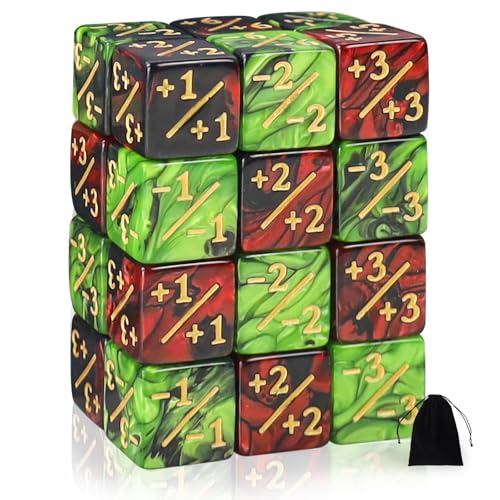QUTHZZHY 24 Stück Würfel Zähler, Magic The Gathering Würfel, Würfel D6 Würfelzähler Token Magic Würfel Loyalität Zähler Würfel mit MTG, CCG, Kartenspiel Zubehör, mit Aufbewahrungsbeuteln