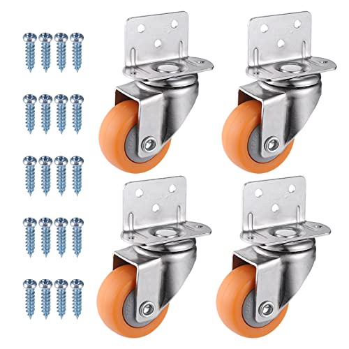 SBTXHJWCGLD 4 Ruedas Para Muebles, Ruedas Giratorias Universales De 360 Grados, Ruedas Giratorias Tipo L, Adecuadas Para Cambiar Carritos, Ruedas De Silla (color: Freno, Tamaño: 1 Pulgada