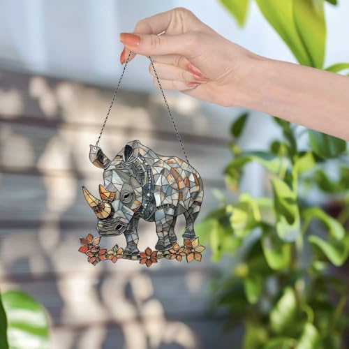 Image of Rhino Acrylic Ornament Gift for Rhino Lovers Christmas Home Decor