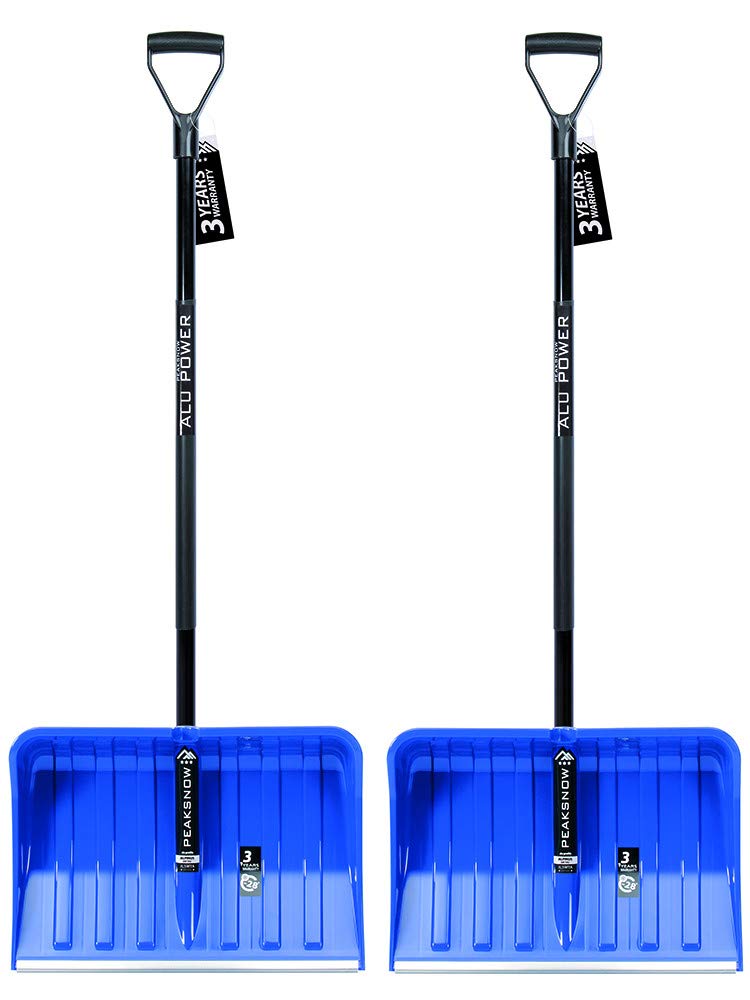 Lot de 2 pelles à neige avec poignée ergonomique – Pelle à neige pour petites et grandes quantités de neige – Lame en plastique, largeur de la lame : 55 cm, manche en aluminium