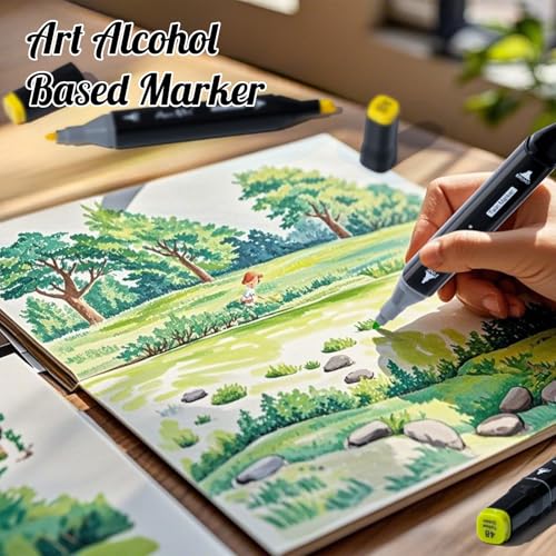 Image of AenArt Marker Set, 80 Colors Double Tip Drawing Markers Artist Pens with Organizer Case for Adults and Kids, Drawing, Coloring and Sketching