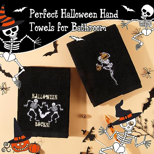 Quera 2 Pack Halloween Hand Towels 100% Cotton Embroidered Premium Luxury Decor Bathroom Decorative Dish Towels Set For Drying thumb #5