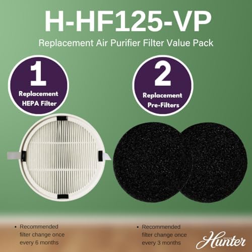 Replacement H-HF125-VP Filter Value Pack for Hunter HP125 AirX Digital Air Purifiers - Thumbnail 5